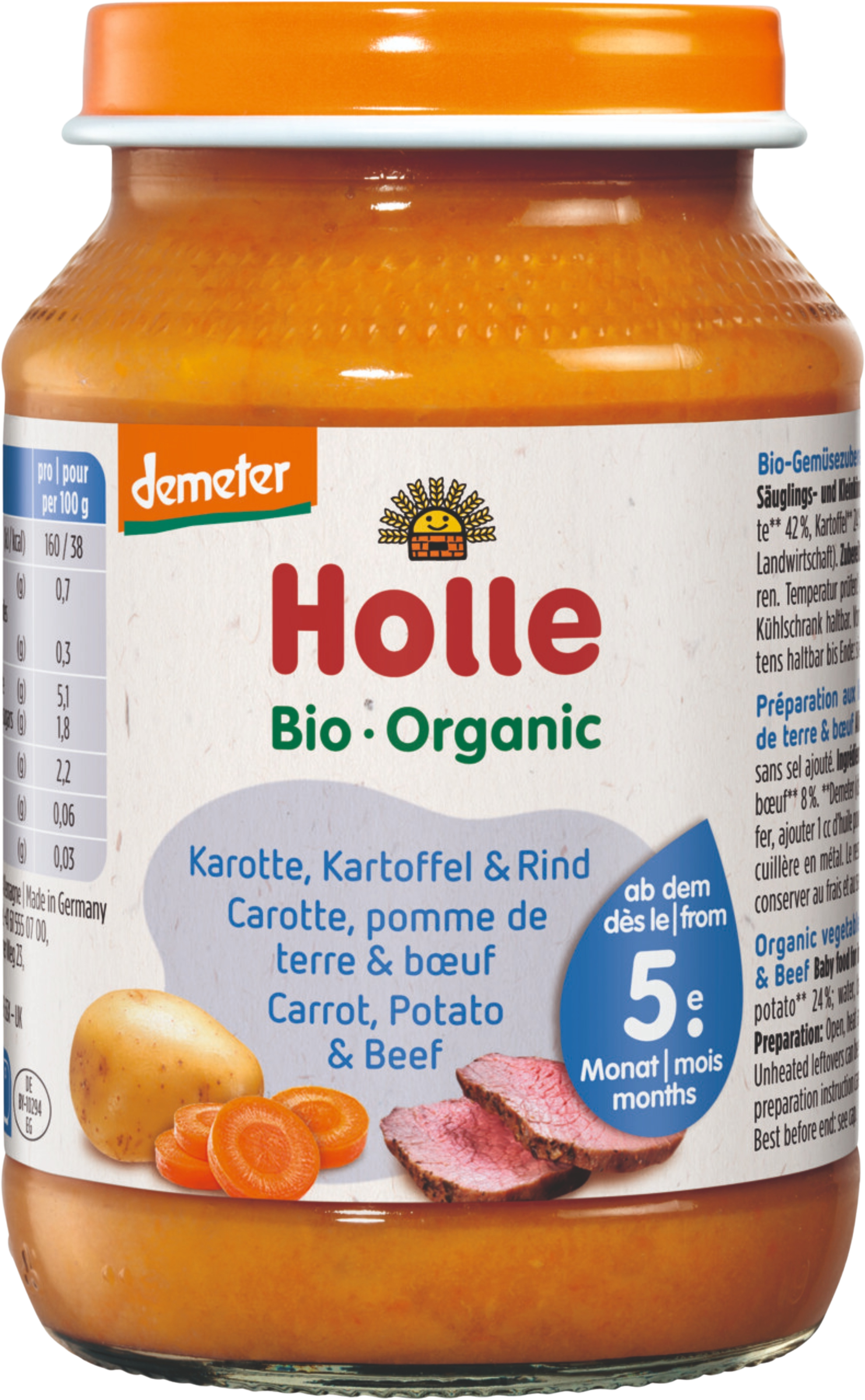 Holle Bio dětská přesnídávka Mrkev, brambor a hovězí maso 190 g