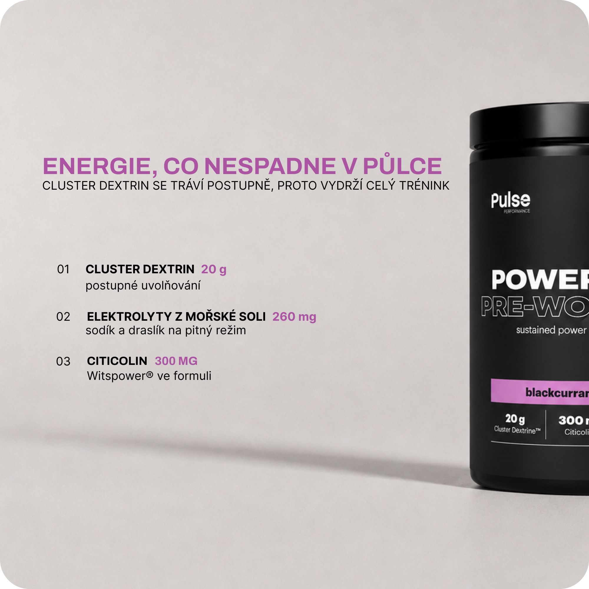 Pulse Performance PowerFuel Pre-Workout černý rybíz 472 g
