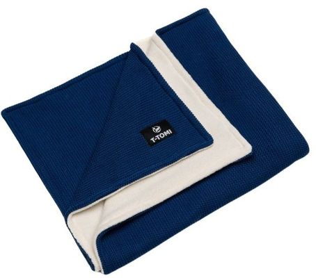 T-Tomi Pletená deka Winter Dark blue waves