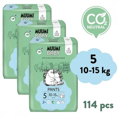 Muumi Baby Jednorázové eko kalhotkové pleny 5 Maxi+ 10-15 kg 114 ks