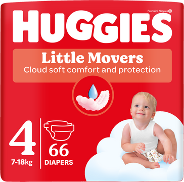 Huggies® Little Movers plenky 4 (7-18 kg) 66 ks