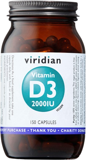 Viridian Vitamin D3 2000iu 150 kapslí