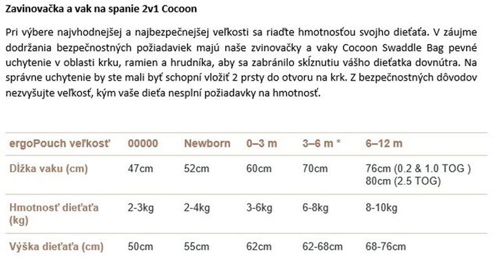 ERGOPOUCH Zavinovačka a pytel na spaní 2v1 Cocoon Melody 6-12m, 8-10kg, 1,0tog 1 ks