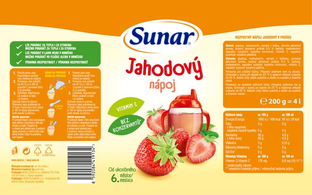 Sunar rozpustný nápoj jahodový 200 g