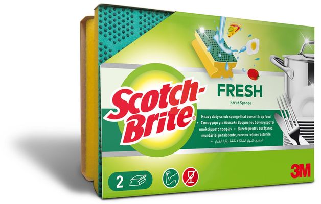 3M Scotch-Brite® čisticí houba Fresh chránící nehty na povrch odolný proti poškrábání 2 ks
