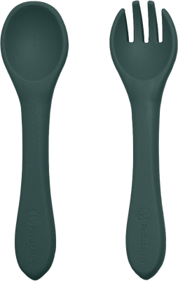 Petite&Mars Set jídelní silikonový TAKE&MATCH, Misty Green - Intense Ochre 6m+, 4 ks