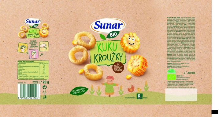 Sunar BIO Dětské křupky Kuku kroužky 9m+, 20 g