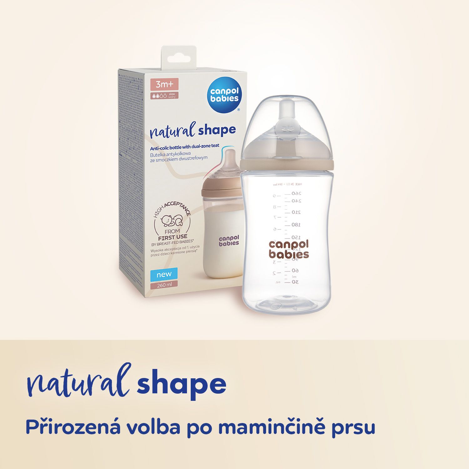 Canpol babies Lahev antikoliková Natural Shape 260 ml