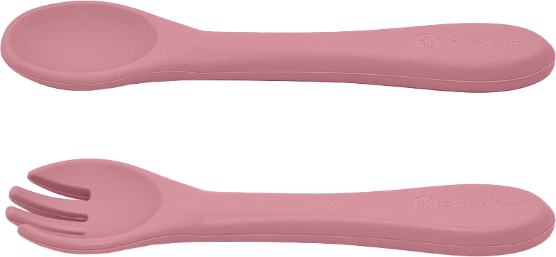 Petite&Mars Set jídelní silikonový TAKE&MATCH, Dusty Rose 6m+, 4 ks