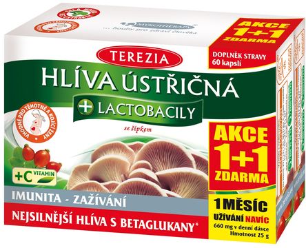 Terezia Hlíva ústřičná+Lactobacily 1+1 ZDARMA 120 kapslí