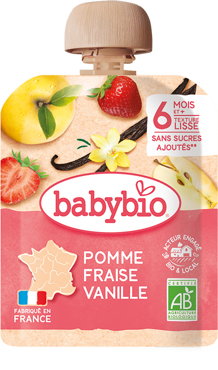 Babybio kapsička jablko, jahoda, vanilka 4 x 90 g