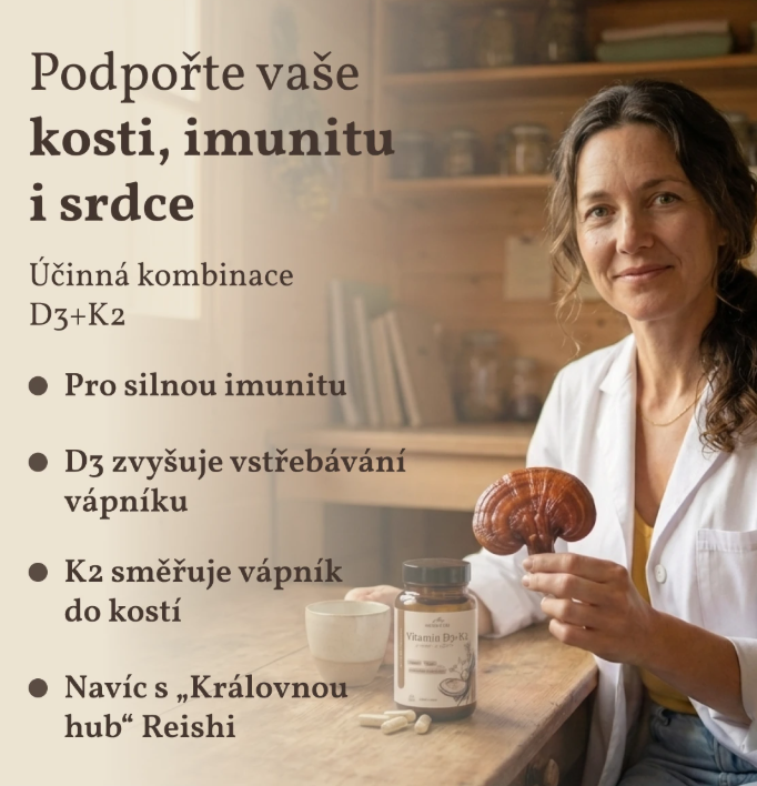 Herbyway Vitamín D3+K2 s Reishi 2500 IU, 60 kapslí