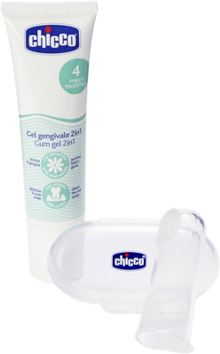 Chicco Set zubní uklidňující gel a kartáček na prst s pouzdrem 4m+