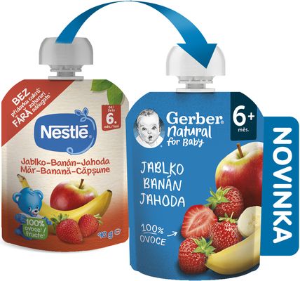 Gerber Natural kapsička jablko, banán a jahoda 90 g