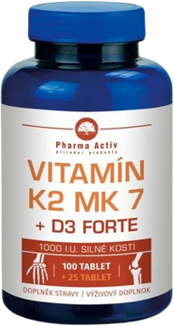 Pharma Activ Vitamin K2 MK 7+D3 Forte 100+25tbl ZDARMA