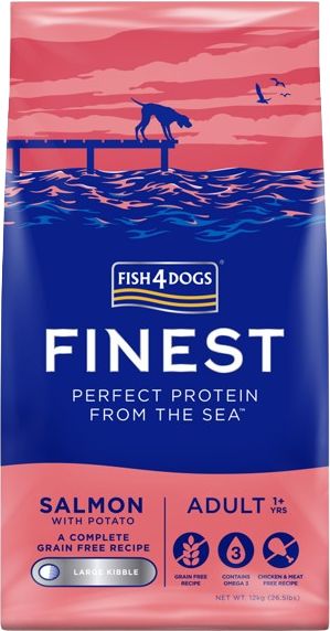 Fish4Dogs Granule velké pro dospělé psy Finest losos s bramborami, 1+ 12 kg