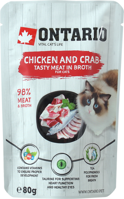 Ontario Kapsička Kuřecí a krab ve vývaru 80 g