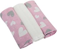 Bomimi Pleny bavlna Premium 140g/m2 potisk, 80x70cm srdíčko-růžová 3 ks