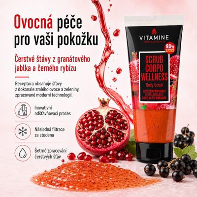 Erboristica Vitamine Wellness tělový peeling granátové jablko a černý rybíz 200 ml