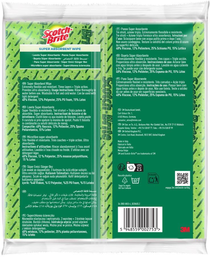 3M Scotch-Brite™ Super Absorbent - Extra savé utěrky, barevný mix 5 ks