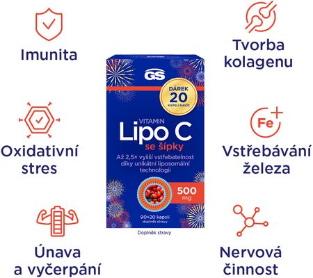 GS Vitamin Lipo C 500 mg se šípky 110 kapslí