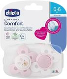 Chicco Šidítko Physio Comfort silikonové 0-6m, dívka - zajíček/tečky 2 ks