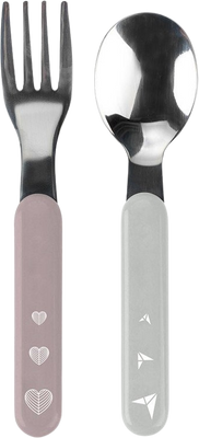 BabyOno Lžička a vidlička nerez pastelová 12m+