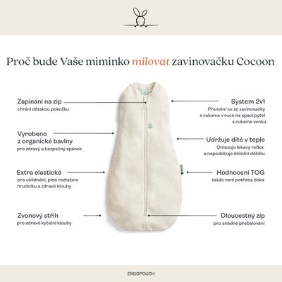 ERGOPOUCH Zavinovačka a pytel na spaní 2v1 Cocoon Lullaby 3-6m, 6-8kg, 1,0tog 1 ks