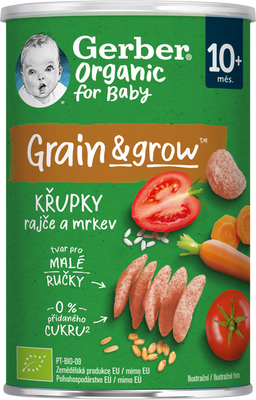 Gerber Organic křupky s rajčaty a mrkví 35 g