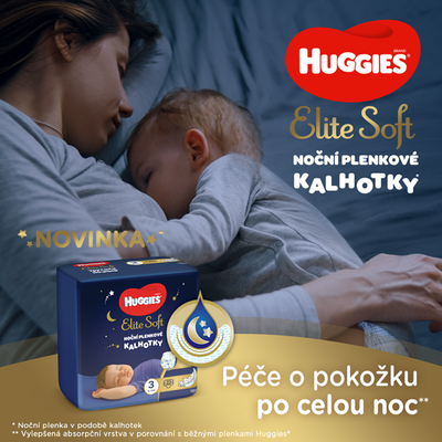Huggies Elite Soft Pants OVN 5 Plenkové kalhotky 12-17 kg 17 ks