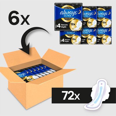 Always Ultra Hygienické Vložky Secure Night S Křidélky 72 ks