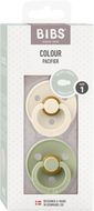 BIBS Colour symetrické dudlíky z přírodního kaučuku velikost 1, Ivory / Sage 2 ks