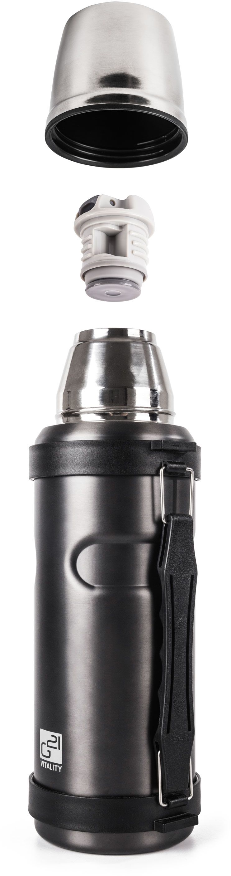 G21 Termoska na pití, ocelově šedá s rukojetí 1000 ml