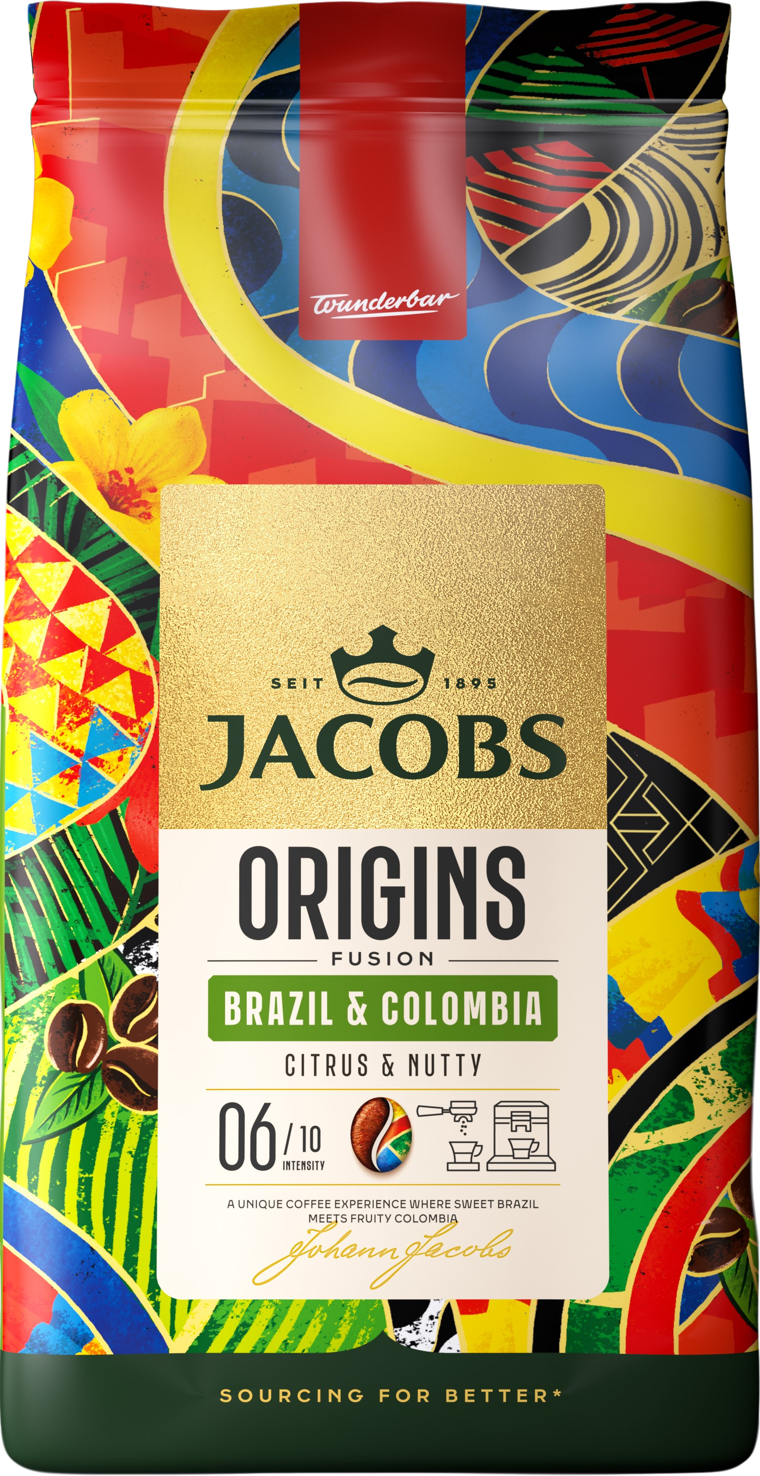 Jacobs Origins Brazil & Colombia zrnková káva 1000 g