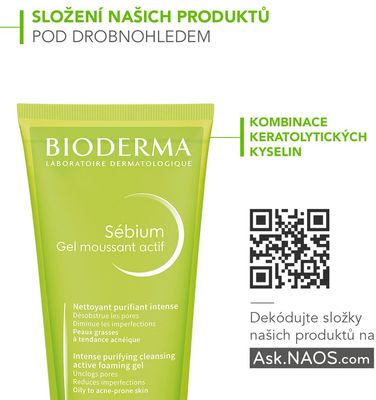 Bioderma Sébium Gel moussant actif intenzivní hloubkově čisticí gel pro mastnou pleť a akné 200 ml