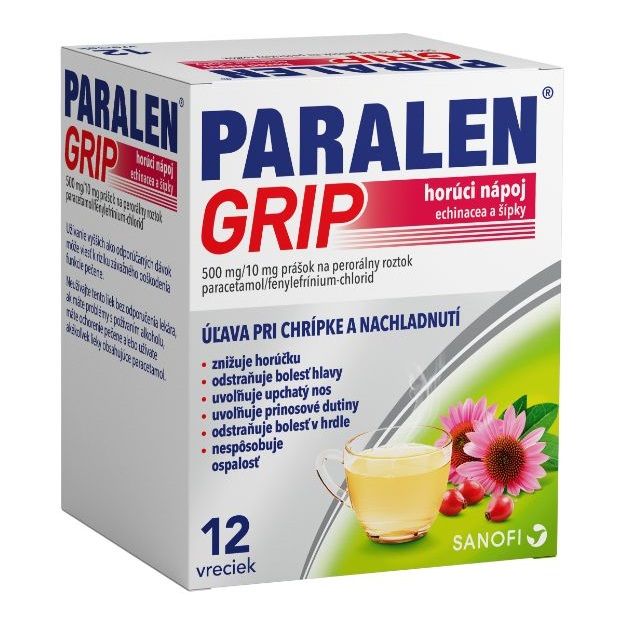 Paralen Grip Horúci nápoj echinacea a šípky 12 vrecúšok (8594739222885)