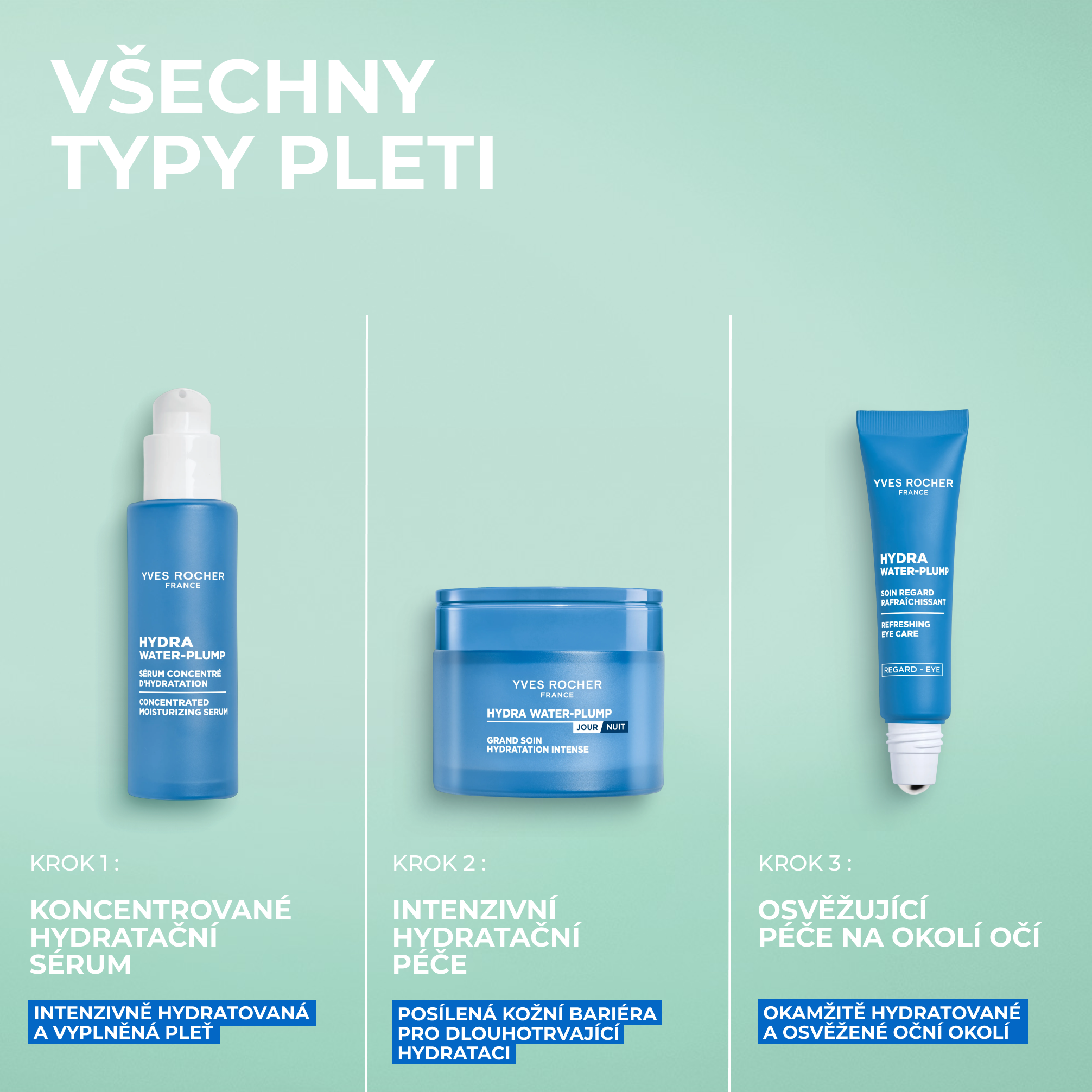 Yves Rocher Hydra Water-Plump, Osvěžující péče na okolí očí 15 ml