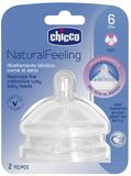 Chicco Dudlík na láhev Natural Feeling silikon rychlý průtok 6m+ 2 ks