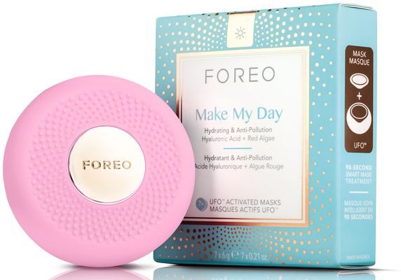 Foreo UFO mini, Sonický přístroj pro urychlení účinků pleťové masky, Pearl Pink