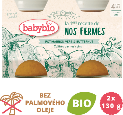 Babybio Zelená a máslová dýně z naší vlastní ekofarmy 2 x 130 g