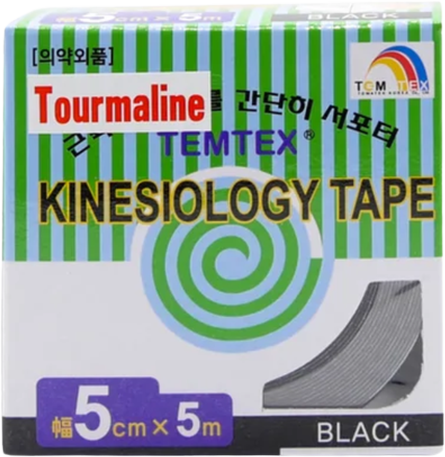 Temtex kinesio tape Tourmaline, černá tejpovací páska 5cm x 5m
