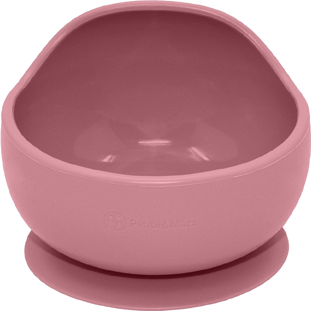 Petite&Mars Set jídelní silikonový TAKE&MATCH, Dusty Rose 6m+, 4 ks
