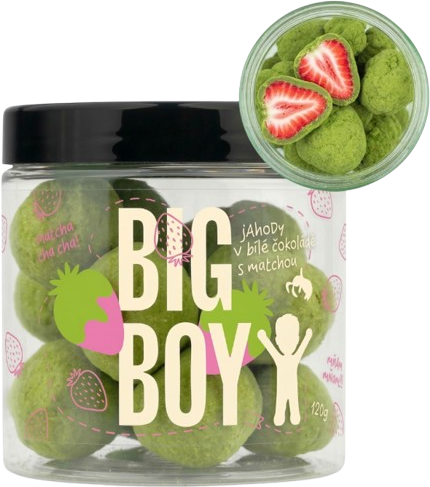 BIG BOY® Jahody v matcha a bílé čokoládě 120 g