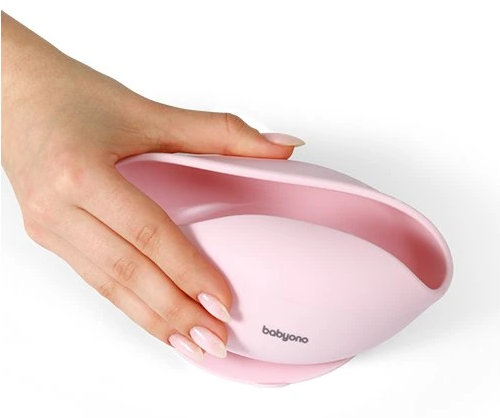 Baby Ono Miska silikonová s přísavkou - pink 6m+