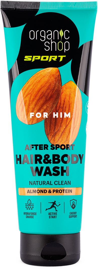Organic Shop SPORT Pánský sprchový gel na vlasy a tělo Mandle a protein 200 ml