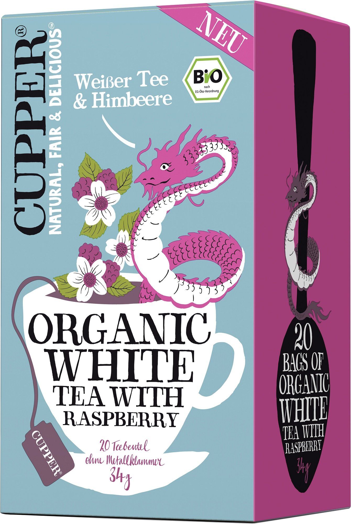 Cupper BIO Bílý čaj s malinami 20 x 1.7 g