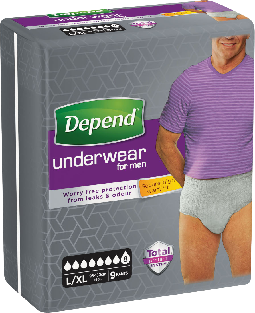 Depend Inkontinenční kalhotky abs.  Super L/XL pro muže 9 ks