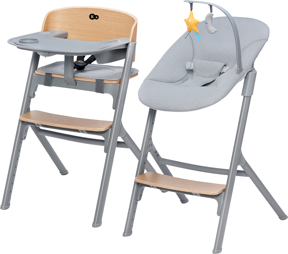 Kinderkraft Select Set jídelní židlička Livy Oak + lehátko Calmee, Premium