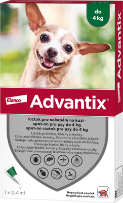 Advantix pro psy spot-on do 4 kg 0.4 ml