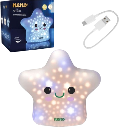 Neno Lampička noční Shine silikonová dětská, 3 úrovně jasu, 11 režimů svícení, USB-C 12.5 cm